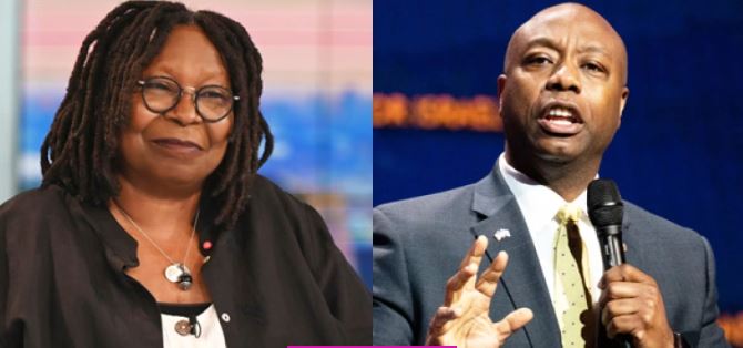 Whoopi Goldberg quiets booing audience during The View with Tim Scott as guest Whoopi Goldberg quiets booing audience during The View with Tim Scott as guest