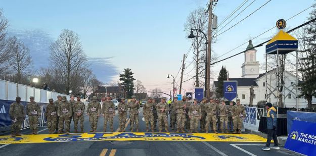 Military Marchers Kick Off the 128th Boston Marathon from Hopkinton Military Marchers Kick Off the 128th Boston Marathon from Hopkinton