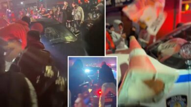 Wild mob smashes windows of NYPD vehicles after cops respond to apparent car meet-up: video