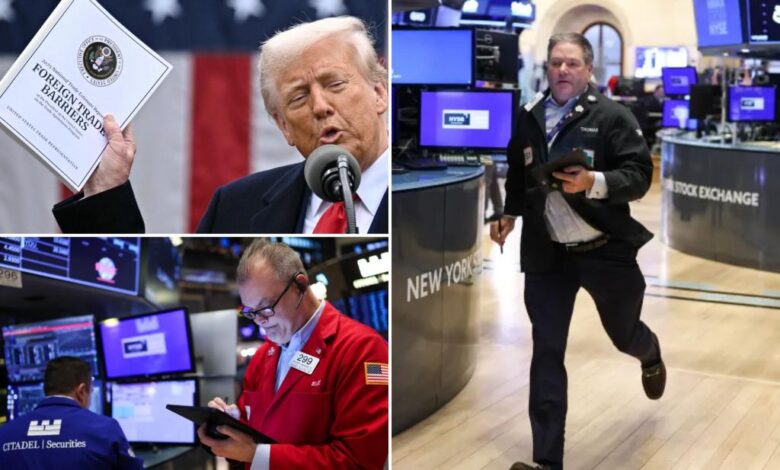 Dow plunges more than 1,100 points as Trump’s reciprocal tariffs threaten trade war Dow plunges more than 1,100 points as Trump’s reciprocal tariffs threaten trade war