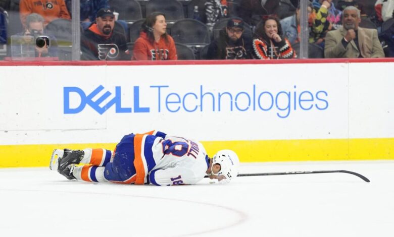 Islanders winger Pierre Engvall seemingly escapes catastrophic injury Islanders winger Pierre Engvall seemingly escapes catastrophic injury