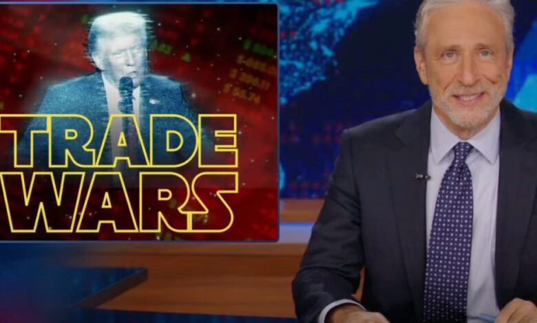 Jon Stewart Slams the Right for Downplaying Trump’s Widespread Tariffs Jon Stewart Slams the Right for Downplaying Trump’s Widespread Tariffs
