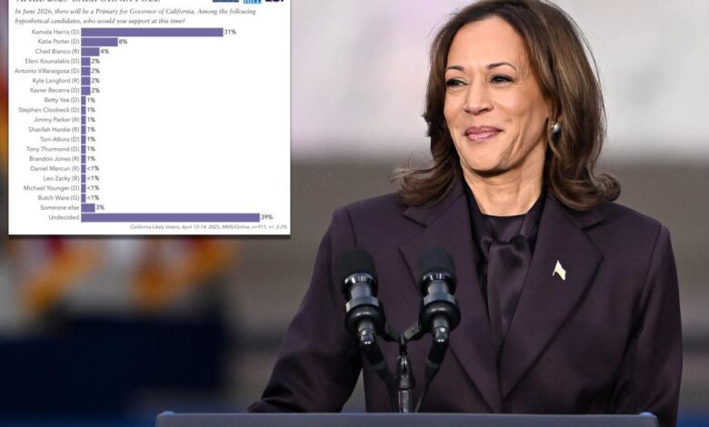 Kamala Harris leads California governor’s race — but 50% say the former VP shouldn’t run: poll Kamala Harris leads California governor’s race — but 50% say the former VP shouldn’t run: poll