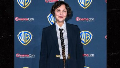 Maggie Gyllenhaal Wears Braided Hair Necktie To CinemaCon