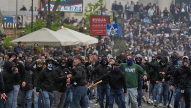 Rome derby clashes likened to ‘urban warfare’ with 24 police officers injured