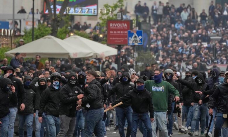 Rome derby clashes likened to ‘urban warfare’ with 24 police officers injured