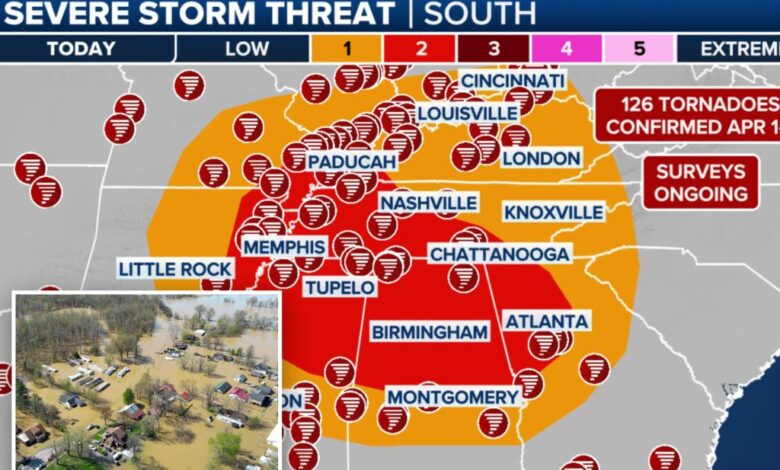 Severe weather threatens parts of America’s heartland trying to recover from historic flooding, deadly storms Severe weather threatens parts of America’s heartland trying to recover from historic flooding, deadly storms