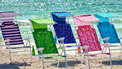 Improvements Tall 4-Position Beach Chair with Sun Visor & Table
