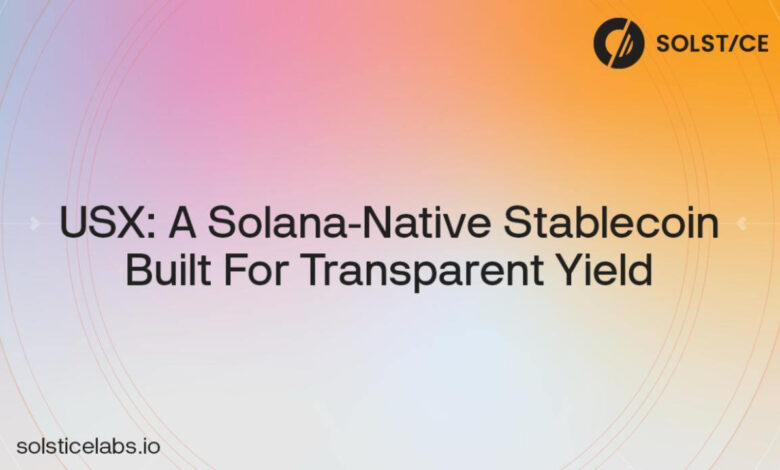 Solstice Labs Announces Upcoming USX Launch, a Solana-Native Stablecoin Built for Transparent Yield Solstice Labs Announces Upcoming USX Launch, a Solana-Native Stablecoin Built for Transparent Yield