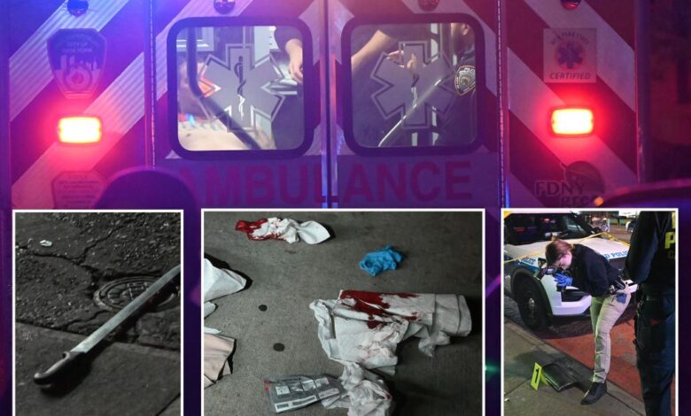 2 men stab each other with machete on NYC street 2 men stab each other with machete on NYC street