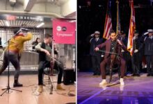 Attacked subway cellist plays national anthem for Knicks