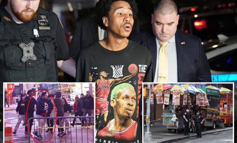 Gunman, 21, arrested in shooting of Times Square food vendor, claims self-defense: cops Gunman, 21, arrested in shooting of Times Square food vendor, claims self-defense: cops