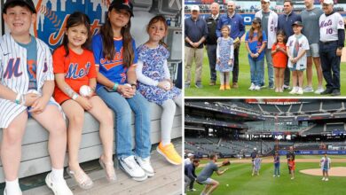Kids, grandkids of NYPD and FDNY heroes lost in line-of-duty throw first pitch at Mets game