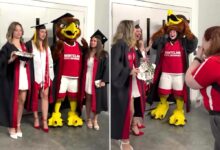 New Jersey mascot reveals secret identity at Montclair State University graduation
