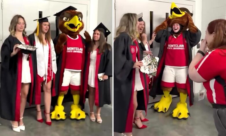 New Jersey mascot reveals secret identity at Montclair State University graduation New Jersey mascot reveals secret identity at Montclair State University graduation