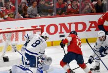 Panthers rule Sam Reinhart out for Game 3, after he took shot to knee in Game 2 vs. Hurricanes
