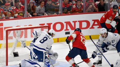 Panthers rule Sam Reinhart out for Game 3, after he took shot to knee in Game 2 vs. Hurricanes
