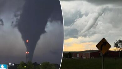 Eerie tornadoes bring haunting sights along darkened North Dakota horizons as nightfall looms