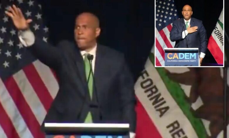 New Jerey Sen. Cory Booker roasted for Nazi salute at California Democratic convention New Jerey Sen. Cory Booker roasted for Nazi salute at California Democratic convention