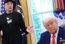 Tesla stock price plunges as Trump suggests stripping Elon Musk’s companies of federal contracts
