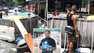 Bizarre NYC swimming pool left operating in the street for days goes viral