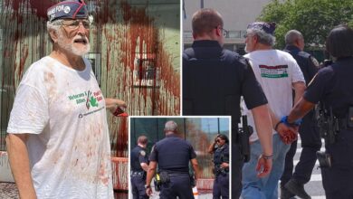 Former Toledo city council member Mike Ferner chucks cow’s blood on US mission in gory stunt, but New Yorkers were unfazed