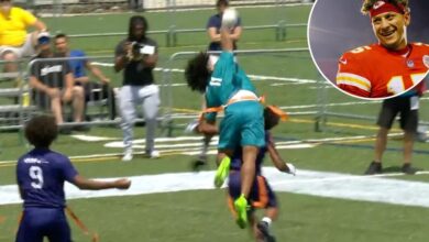 Patrick Mahomes couldn’t believe this flag football catch