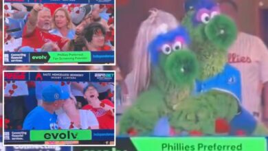 Phillie Phanatic hilariously recreates viral Coldplay kiss cam scandal