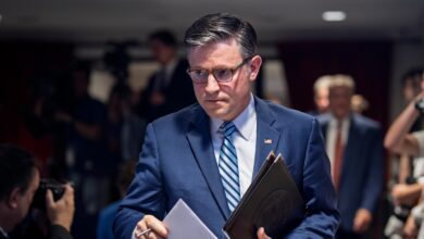 Johnson says Bondi needs to ‘come forward and explain’ handling of Epstein files