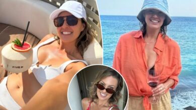 Amanda Balionis lounges in a bikini during relaxing Ibiza trip