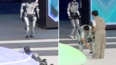 Humanoid machine face-plants at China’s inaugural ‘robot Olympics’