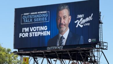 Jimmy Kimmel Puts Up Emmys Billboard for Stephen Colbert