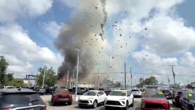 3 firefighters hurt after crash causes gas explosion at veterinary clinic; driver charged with DWI