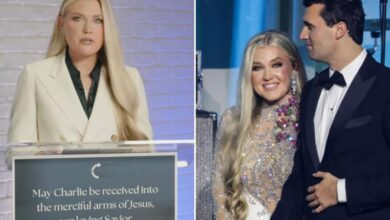 Erika Kirk wears husband Charlie’s blood-stained pendant that was ripped from his neck as he died