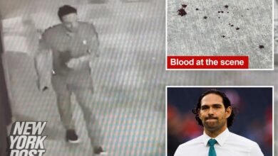 Bloody Mark Sanchez seen stumbling down Indianapolis sidewalk after being stabbed in fight with grease truck driver