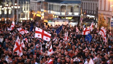 Tens of thousands march against Georgia’s government as local election snubbed by opposition held