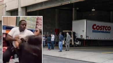 Wild video shows man punch fellow shopper, knocking him to the ground in brawl over shopping cart in NYC Costco