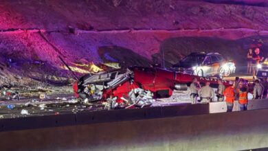 Medical helicopter crashes on California freeway, crew taken to area hospitals, company says