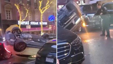Car thief steals Porsche, crashes into three cars and flips over in Midtown