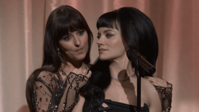 Dakota Johnson Plays ‘Madeline’ During Lily Allen’s SNL Performance