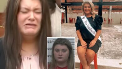 Former Georgia beauty queen Trinity Poague breaks down after being sentenced in murder of ex-boyfriend’s toddler son