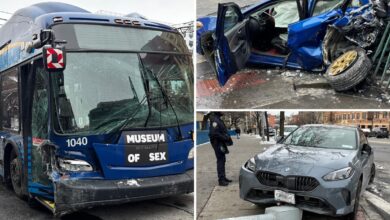 MTA bus crashes into multiple cars, injuring 7 in wild NYC scene that ‘looked like a movie’