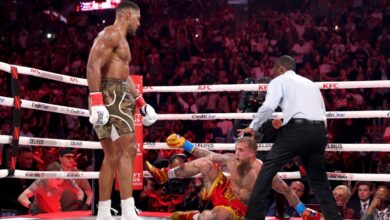 Paul Knocked Out by Anthony Joshua, Breaks Jaw