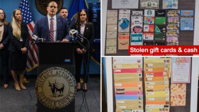 Postal worker Grinch caught on camera stealing Christmas gift cards from Long Island post office: DA