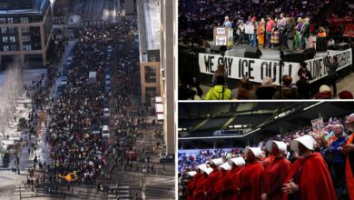 Thousands of protesters march through Minneapolis, swarm Target Center demanding ICE removal from Minnesota