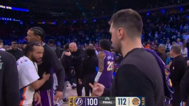 Luka Doncic flips off ex-teammate Jalen Brunson after Knicks-Lakers