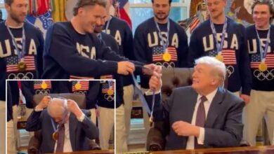 Trump welcomes US men’s Olympic hockey team to White House after gold-medal victory