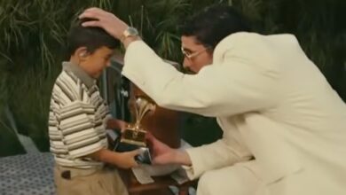 Bad Bunny hands his Grammy to young boy during Super Bowl halftime show