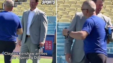 Clayton Kershaw appears at Dodgers’ Opening Day