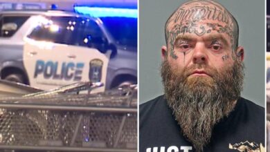 Heavily-tatted Ohio man jailed after stray gunfire from his property allegedly struck 2 shoppers at nearby Kroger